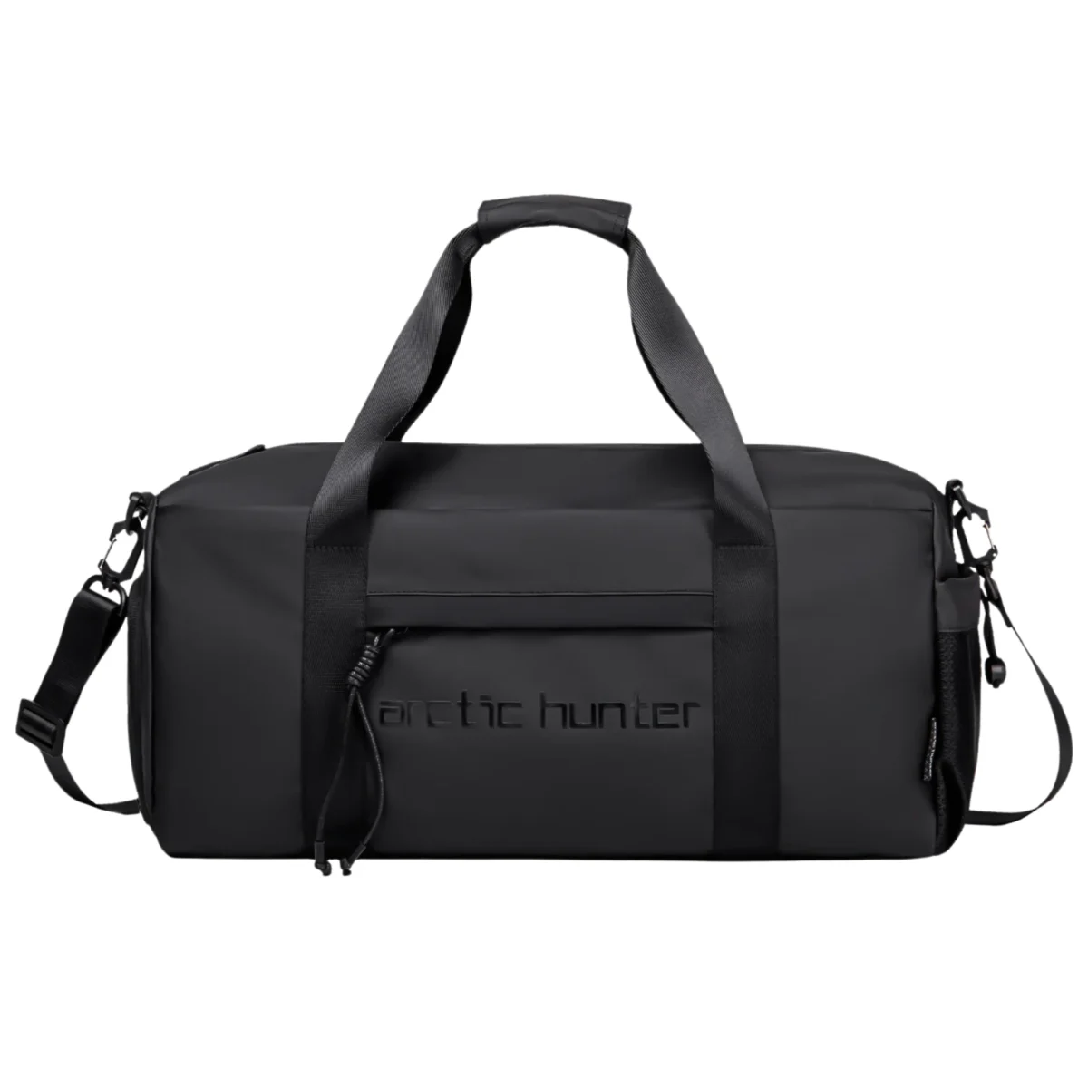Black Arctic Hunter LX00537 waterproof anti-theft duffel bag with multiple compartments, shoe storage, and laptop sleeve