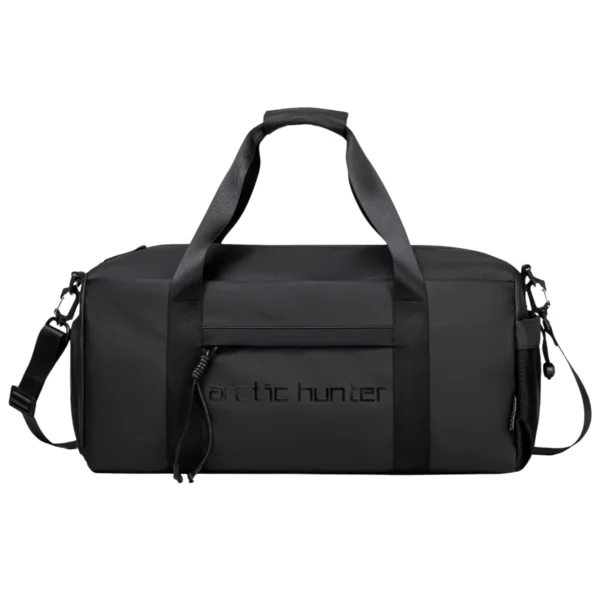 Black Arctic Hunter LX00537 waterproof anti-theft duffel bag with multiple compartments, shoe storage, and laptop sleeve
