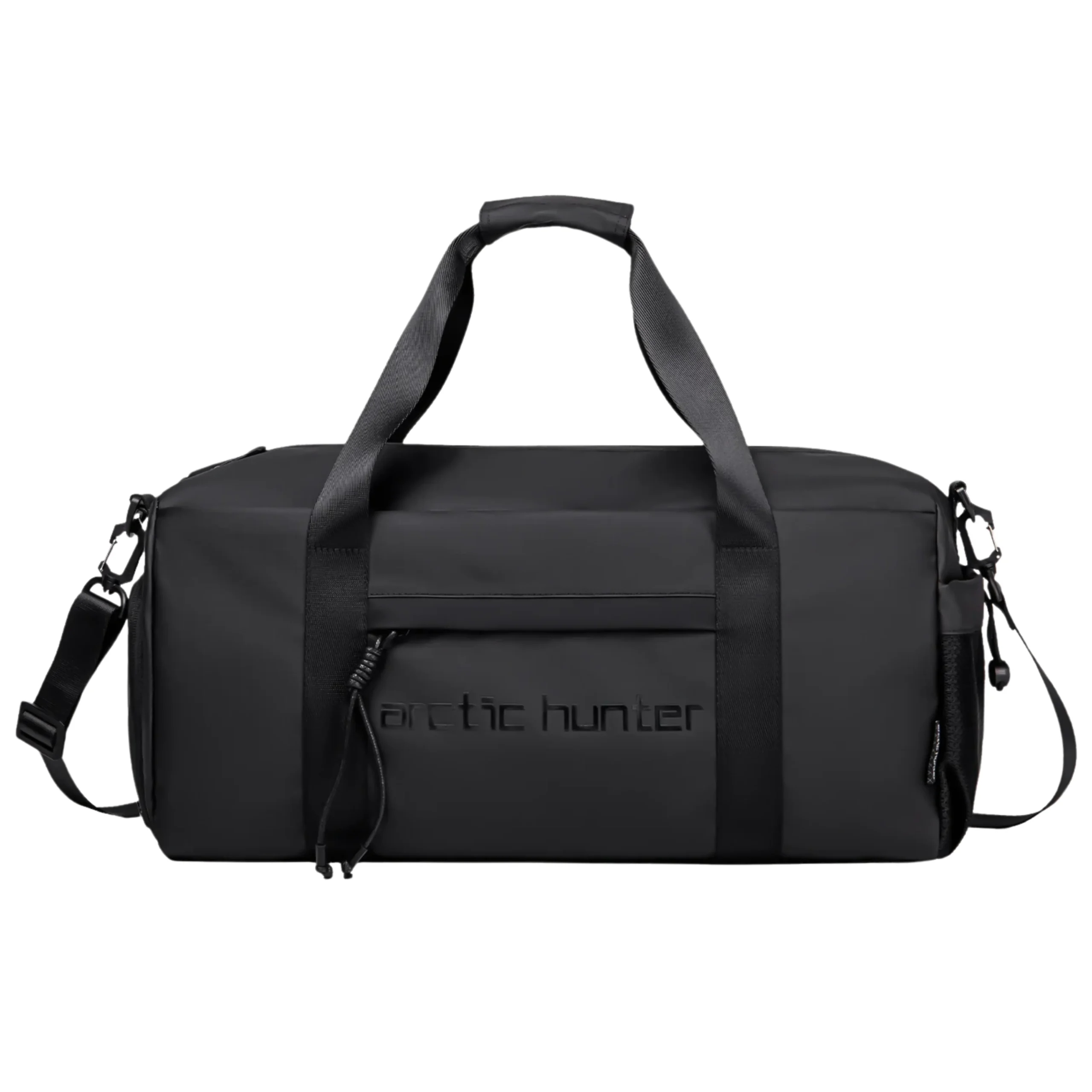 Black Arctic Hunter LX00537 waterproof anti-theft duffel bag with multiple compartments, shoe storage, and laptop sleeve