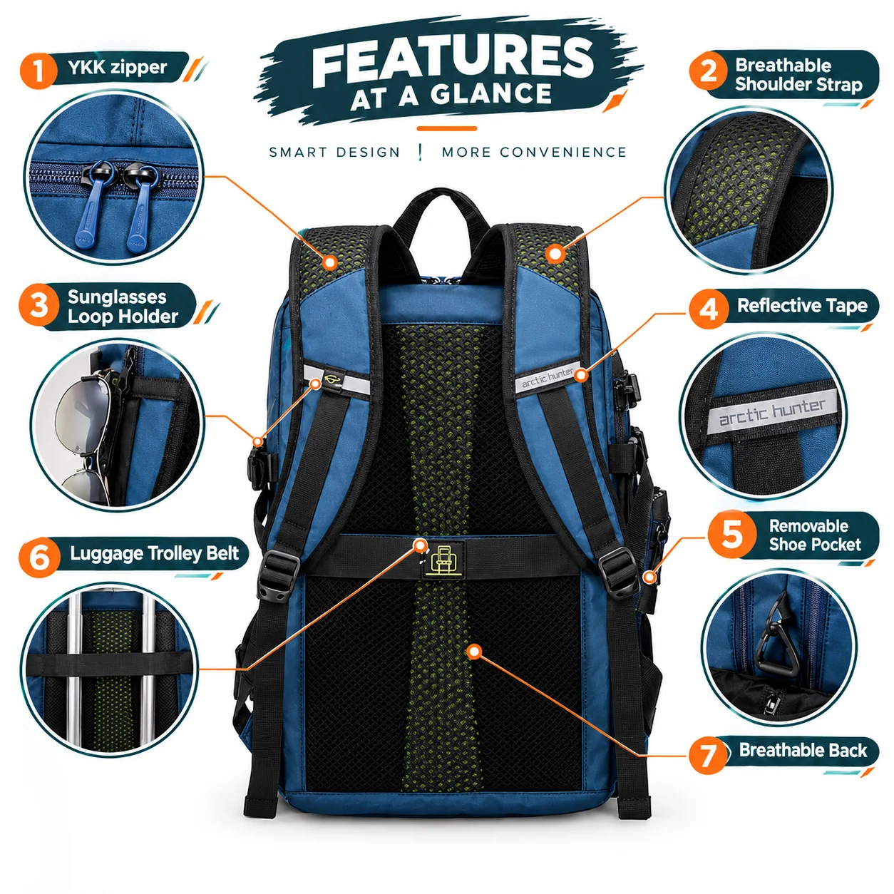 Arctic Hunter B00391 Sports Travel Laptop Backpack: Detail 4