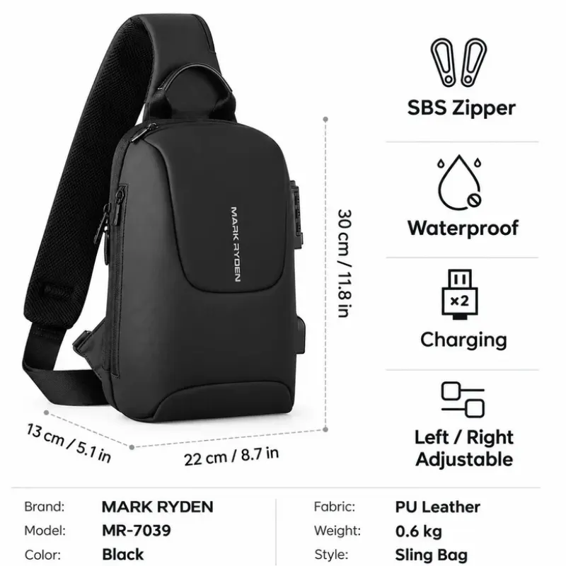 Mark Ryden MR-7039 Anti-theft Crossbody Sling Bag: Detail 6