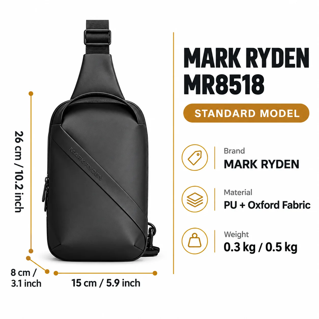 Mark Ryden MR8518 Single Shoulder Sling Bag: Detail 9