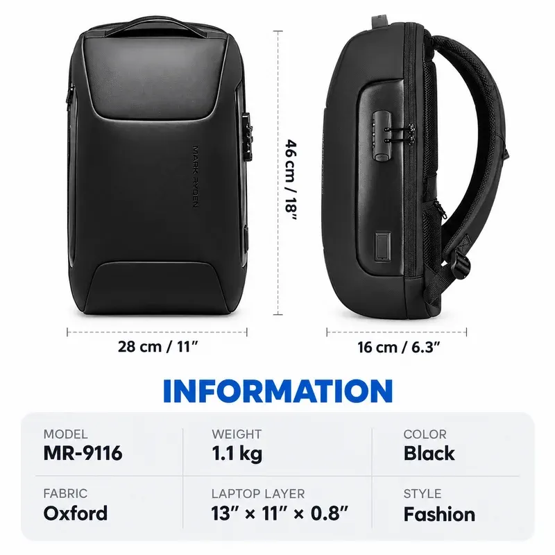 Mark Ryden MR9116 Anti-Theft Laptop Backpack: Detail 3